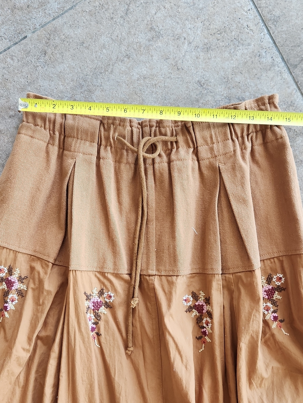 NWT..Free People Brown Asymmetrical Handkerchief Hem Embroidered Skirt - Picture 9 of 15